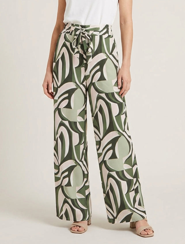 Pantalon ample à imprimé graphique – kaki