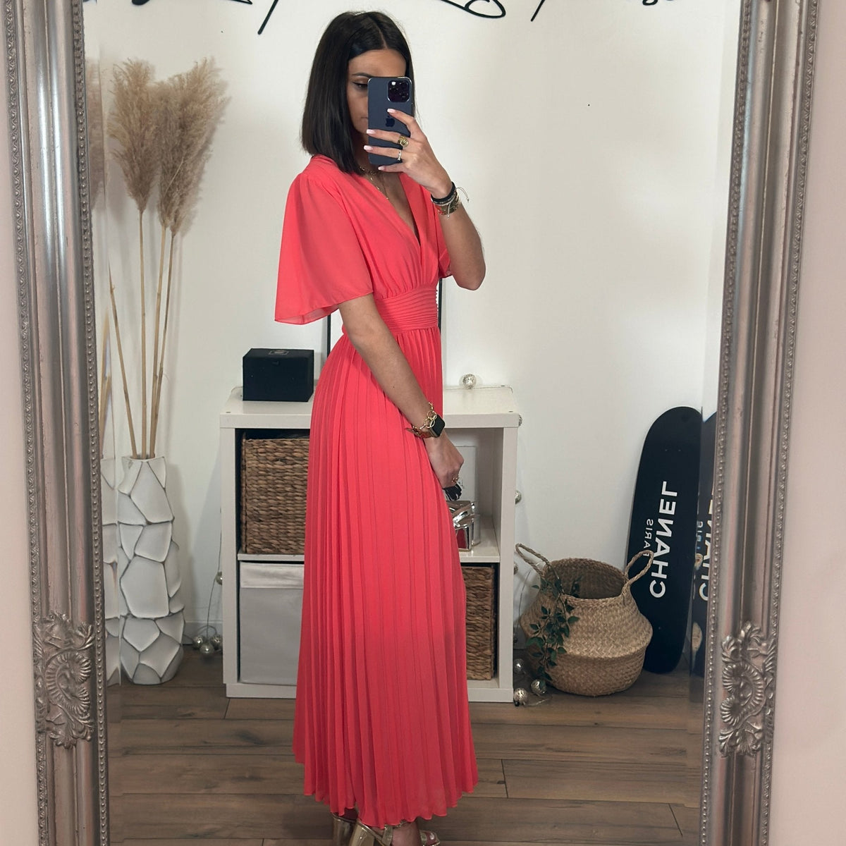 Robe longue corail KARENE