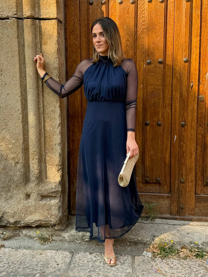 Robe en tulle bleu marine | Olivia