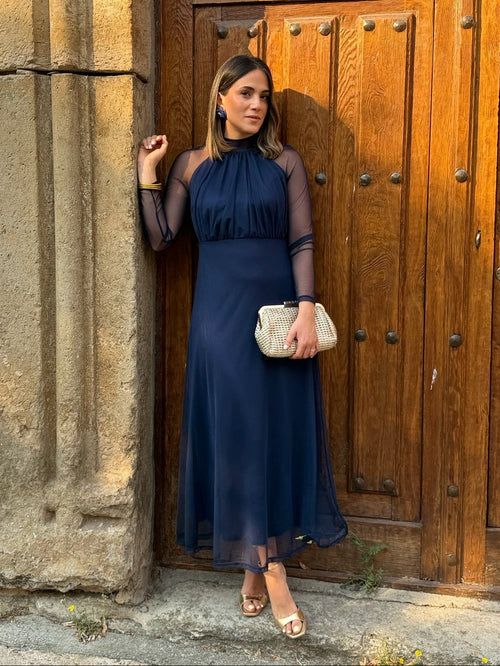 Robe en tulle bleu marine | Olivia
