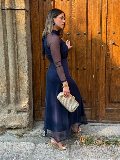Robe en tulle bleu marine | Olivia