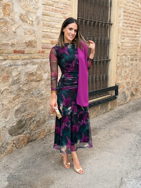 Robe midi en tulle imprimé | Marlena