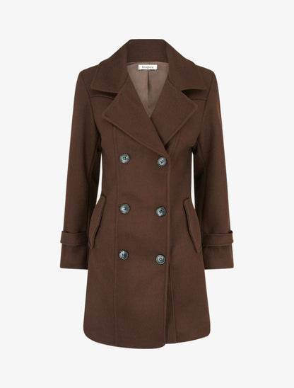 Manteau droit croisé - Marron