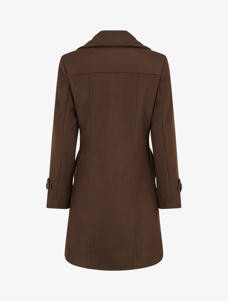 Manteau droit croisé - Marron