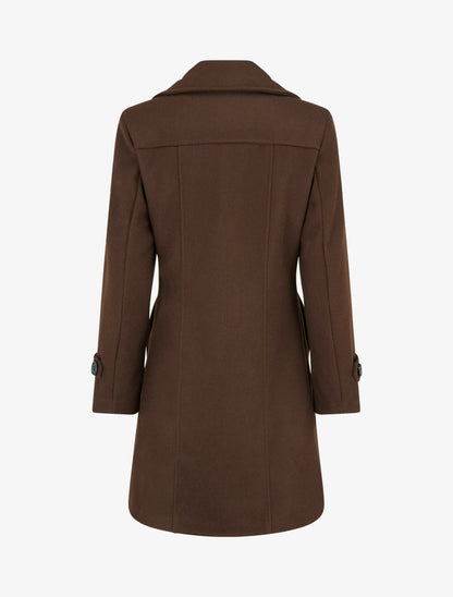 Manteau droit croisé - Marron
