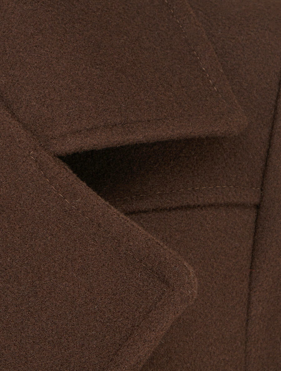 Manteau droit croisé - Marron