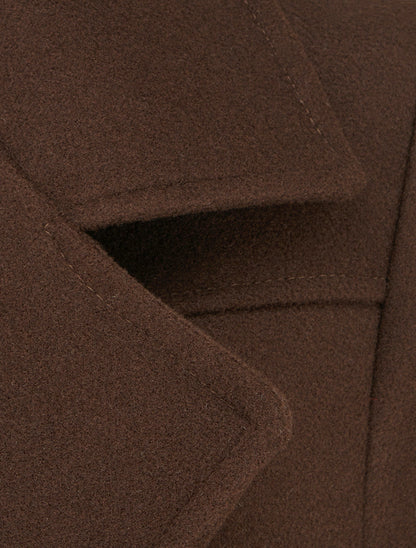 Manteau droit croisé - Marron