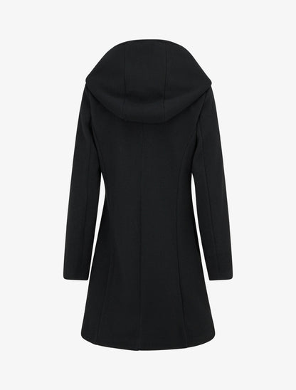 Manteau à capuche avec empiècements en simili cuir - Noir