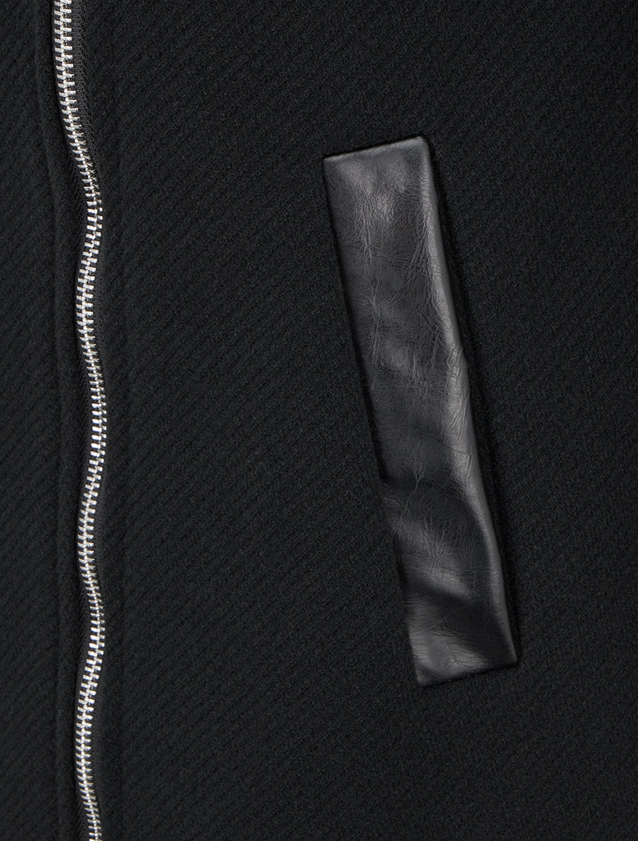 Manteau à capuche avec empiècements en simili cuir - Noir