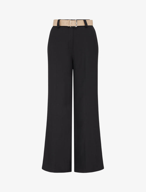 Pantalon droit uni à taille élastiquée - Noir