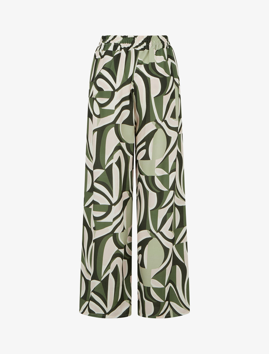 Pantalon ample à imprimé graphique – kaki