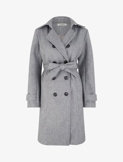 Manteau long croisé basique - Gris clair