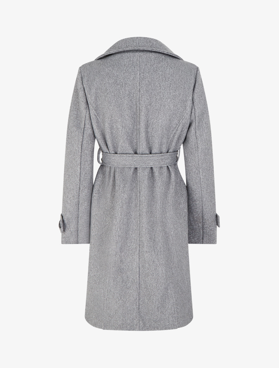 Manteau long croisé basique - Gris clair