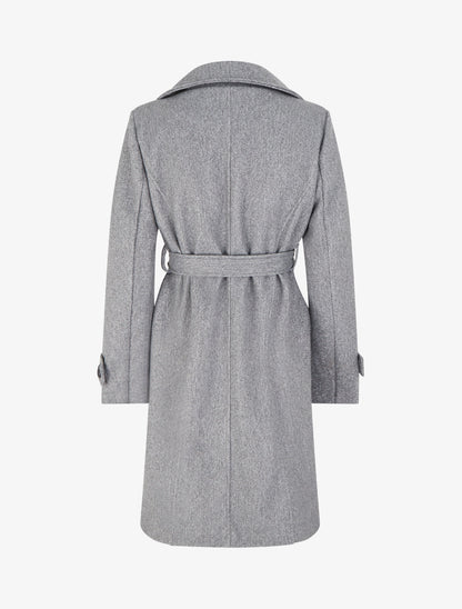 Manteau long croisé basique - Gris clair