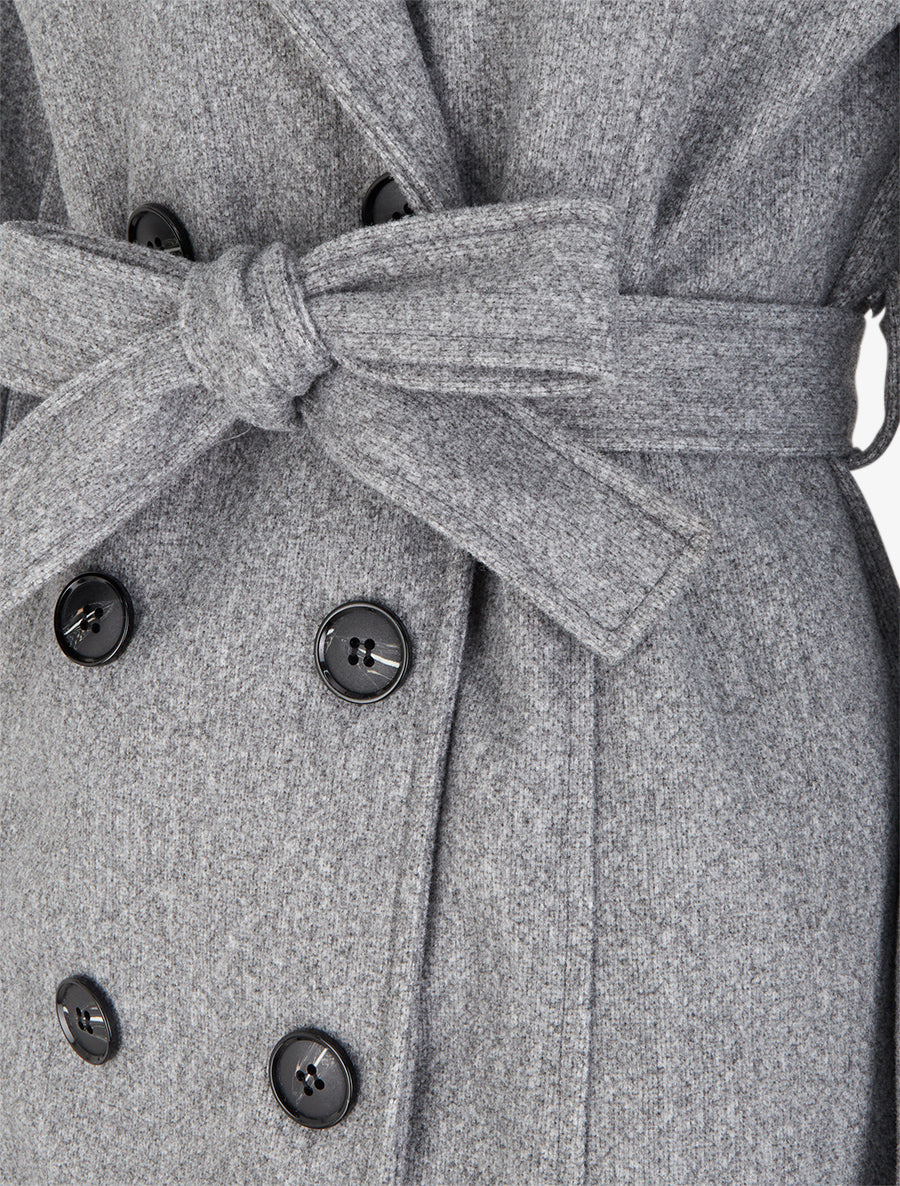 Manteau long croisé basique - Gris clair