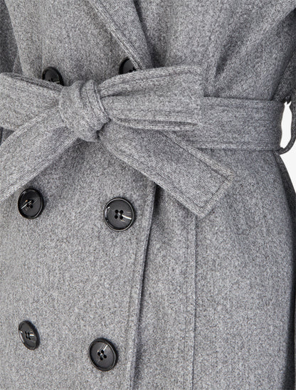 Manteau long croisé basique - Gris clair