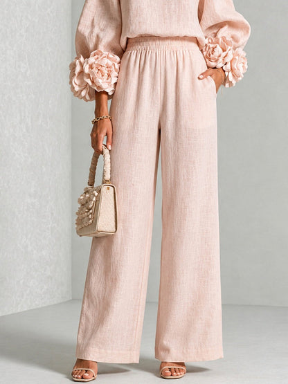 Rose - Ensemble deux pièces à poignets fleuris