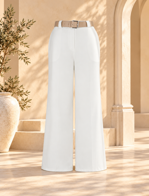 Pantalon ample à rayures - Blanc
