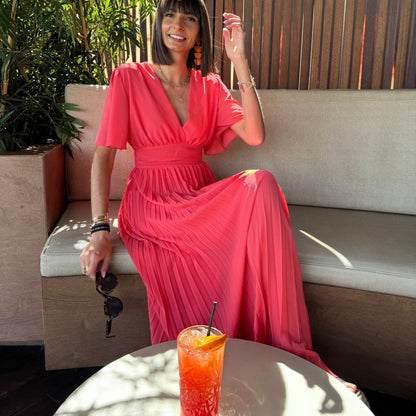 Robe longue corail KARENE