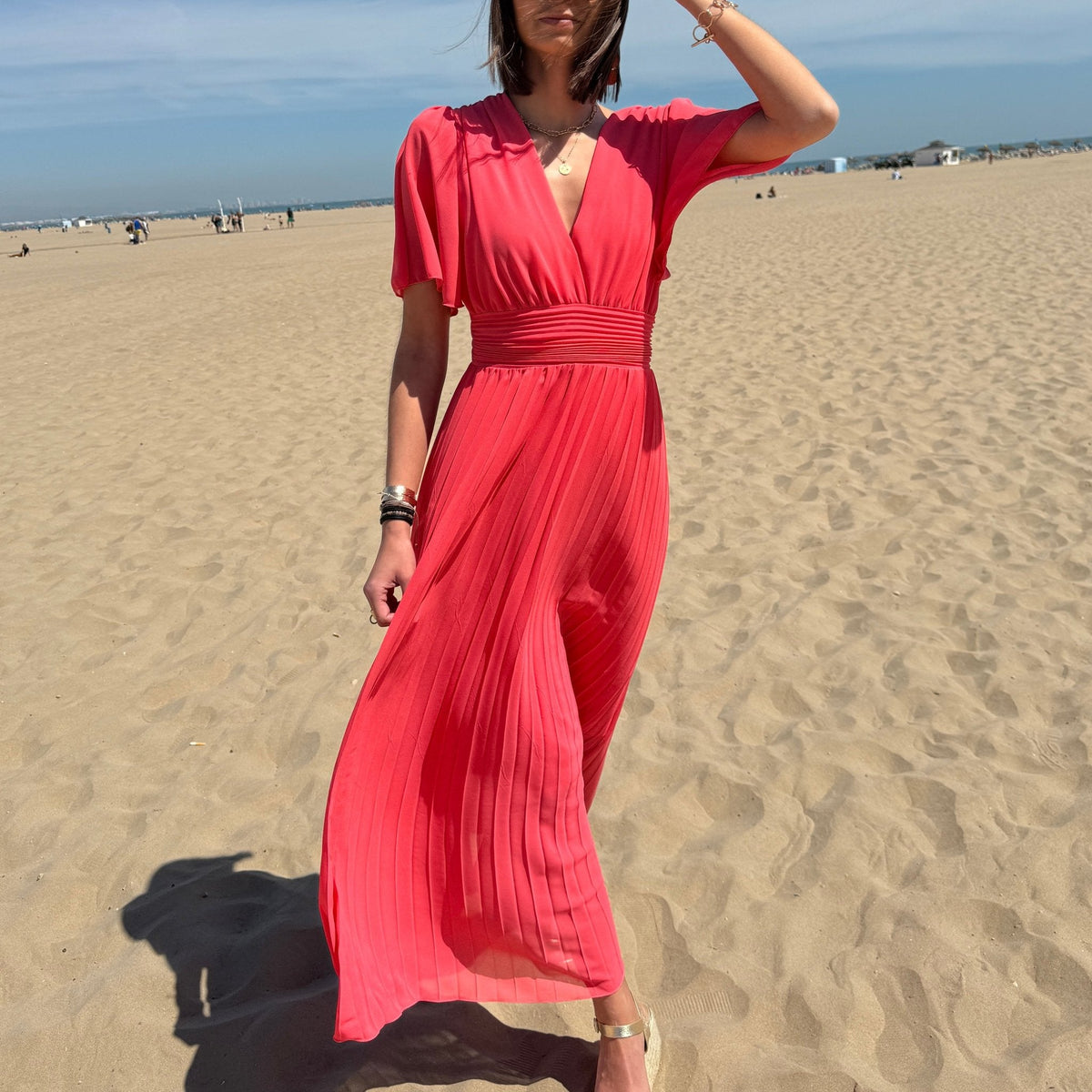 Robe longue corail KARENE